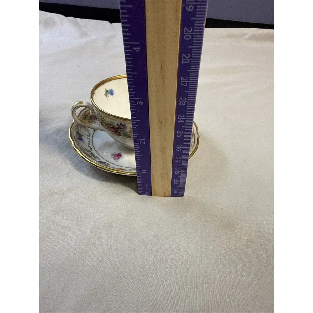 Antique Dresden Schumann Empress Floral Coffee Tea Cup & Saucer